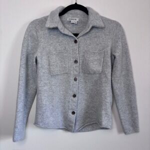 Orvis Womens 100% Cashmere Academia Button Down Sweater Gray Cardigan Shirt